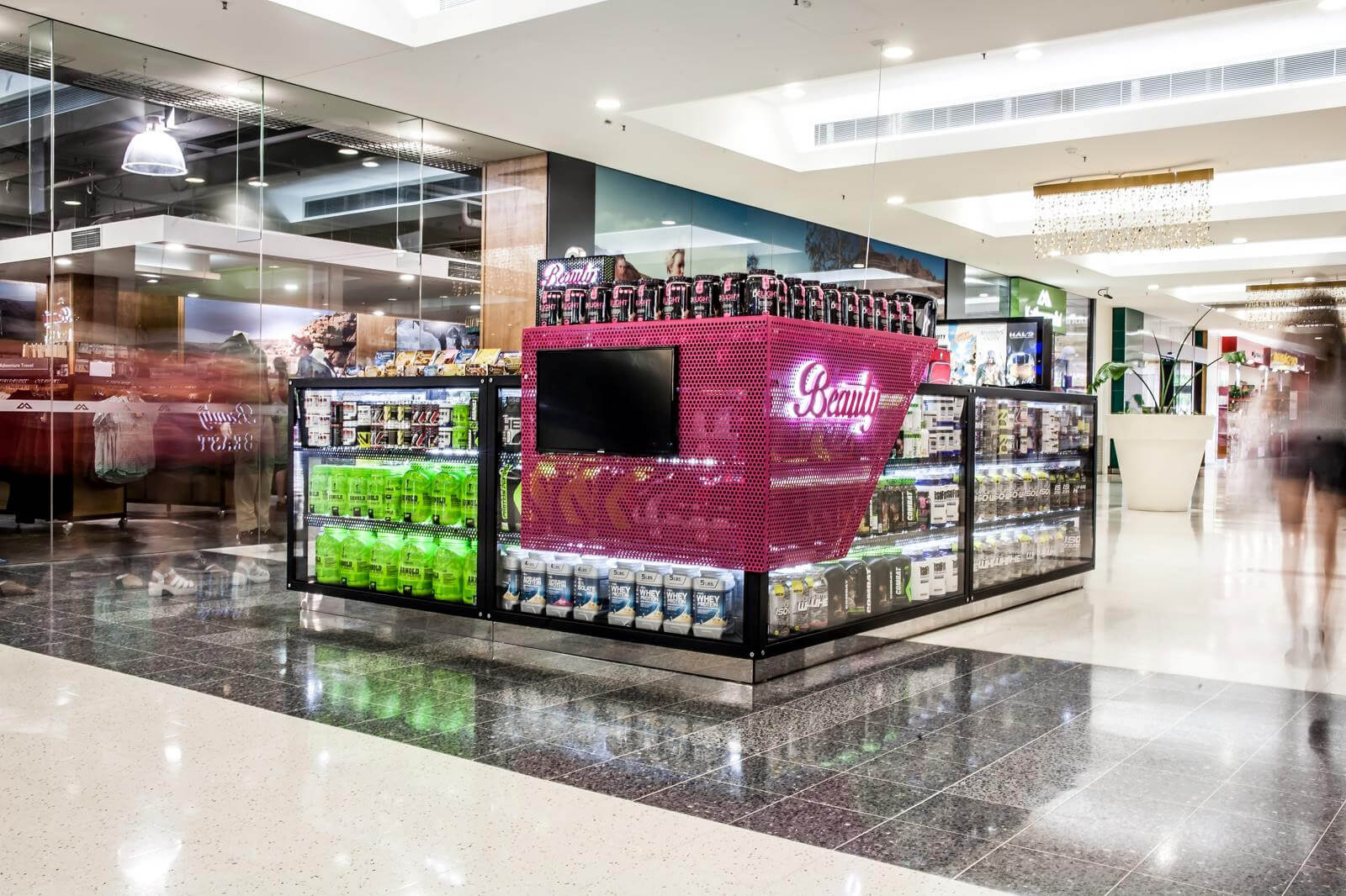 Pink and green Beauty kiosk