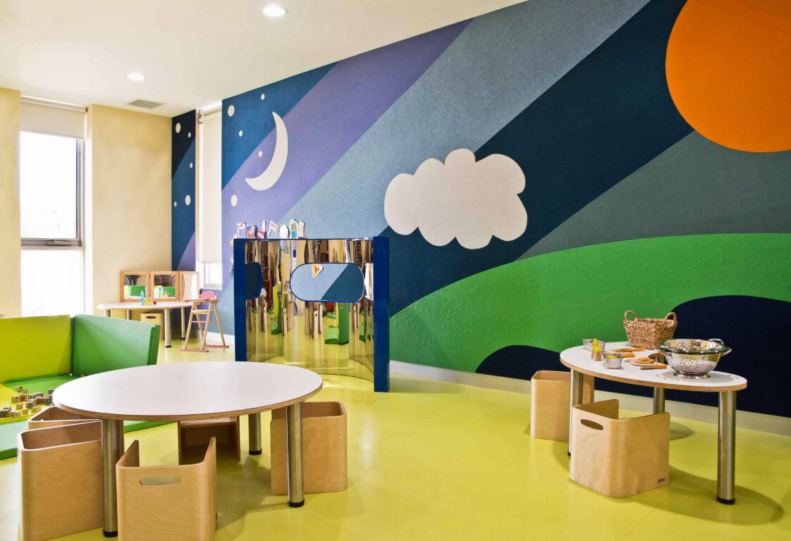 Childcare room with round table