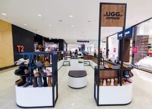 UGG express kiosk with shoes