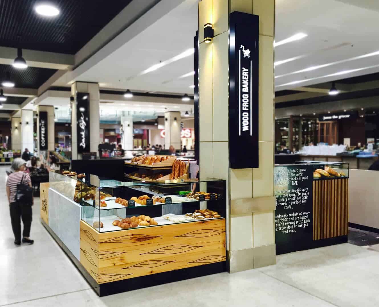 Bread display at Wood Frog Bakery