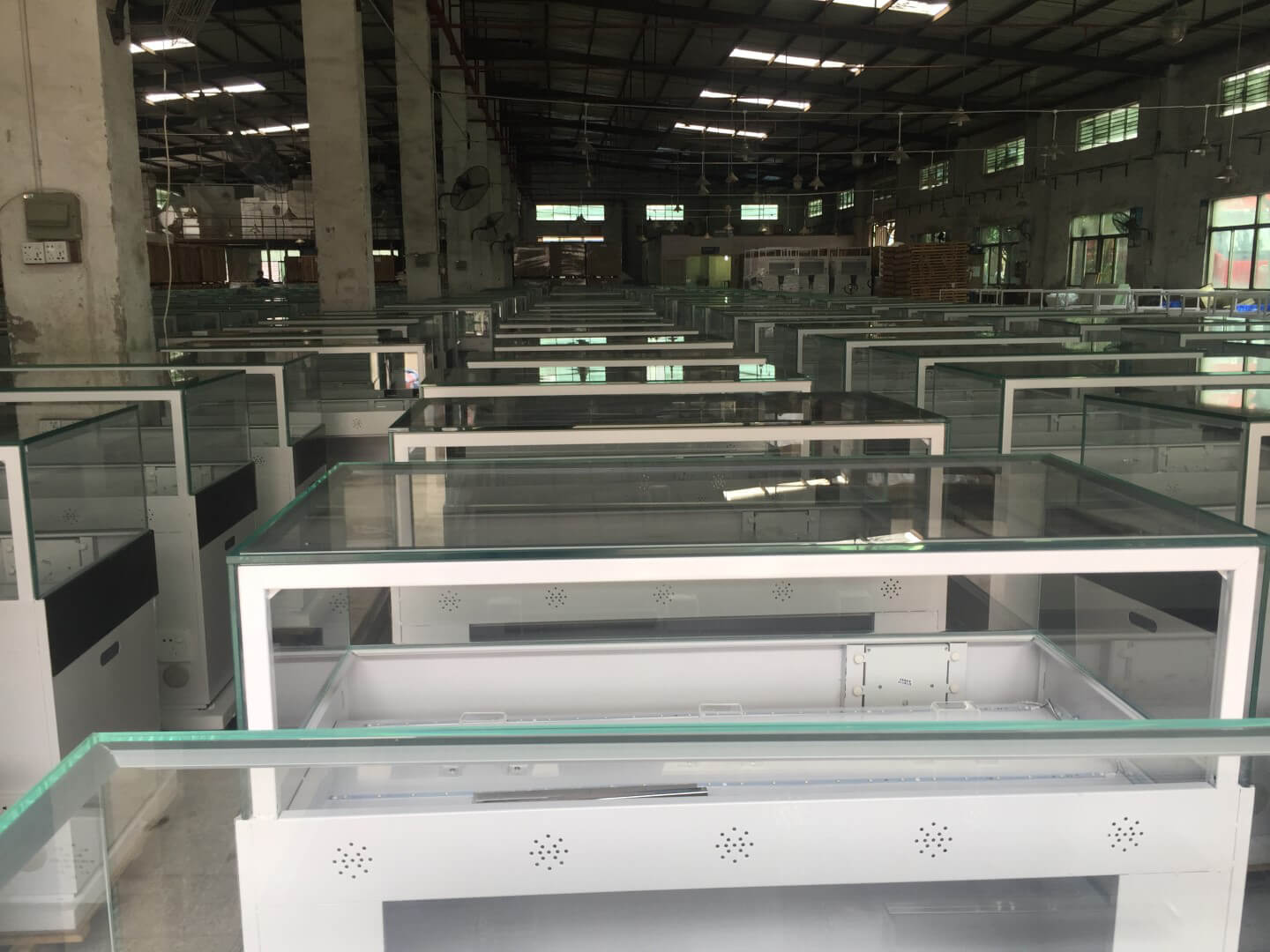 transparent shelf in warehouse