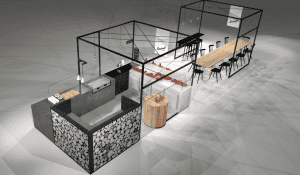 Meat kiosk with dining area